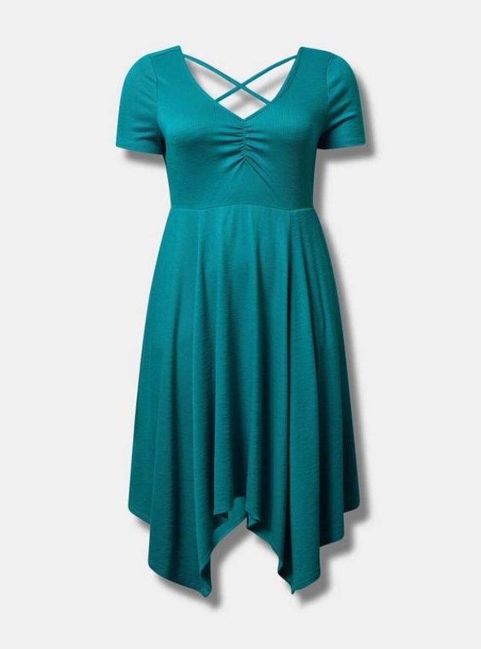 Torrid 2 Fanfare Teal Rib Knit Midi Skater Dress Fit Flare NWT Plus Size